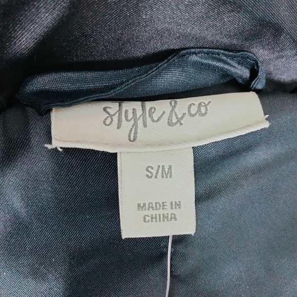 Style & Co Faux Fur Jacket S/M Navy Zip M - Picture 5 of 8